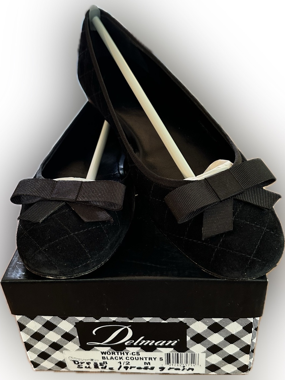 Delman Black Quilted Bow Flats